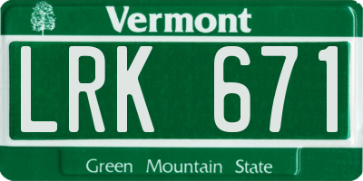 VT license plate LRK671