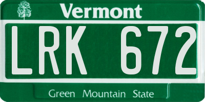 VT license plate LRK672