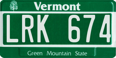 VT license plate LRK674