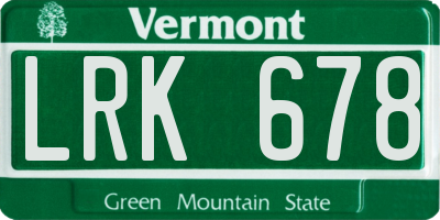 VT license plate LRK678