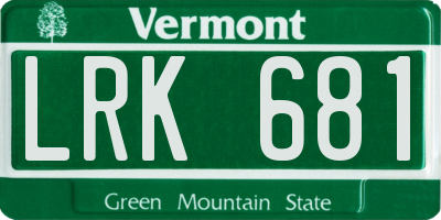 VT license plate LRK681