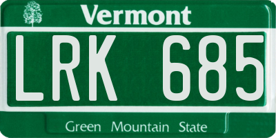 VT license plate LRK685