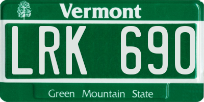 VT license plate LRK690