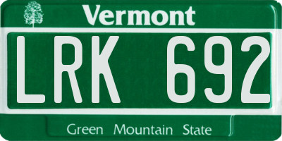 VT license plate LRK692