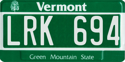 VT license plate LRK694