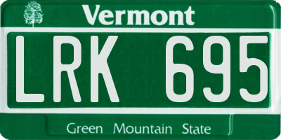 VT license plate LRK695