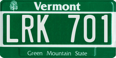 VT license plate LRK701
