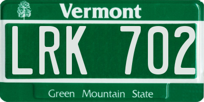 VT license plate LRK702