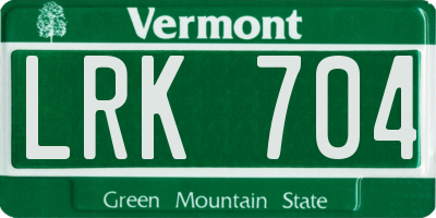 VT license plate LRK704