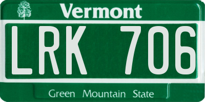 VT license plate LRK706