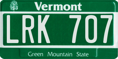 VT license plate LRK707