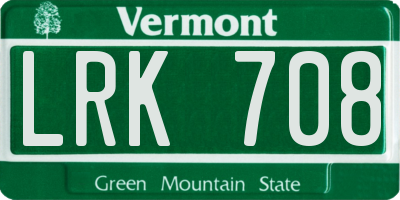 VT license plate LRK708