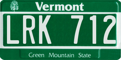 VT license plate LRK712