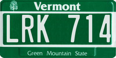 VT license plate LRK714