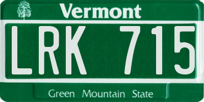 VT license plate LRK715