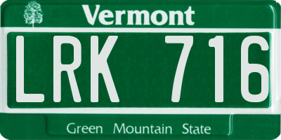 VT license plate LRK716