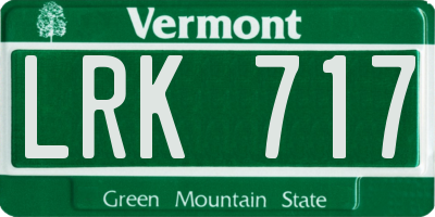 VT license plate LRK717
