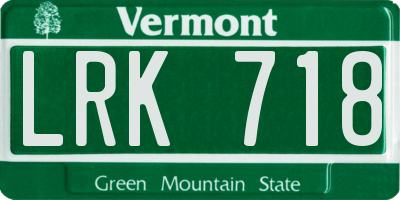 VT license plate LRK718