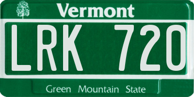 VT license plate LRK720