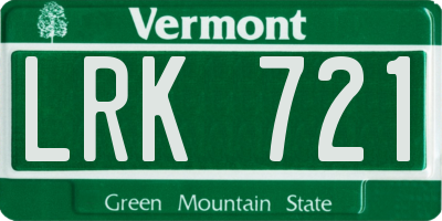 VT license plate LRK721