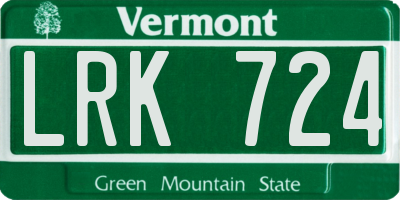 VT license plate LRK724
