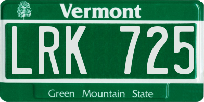 VT license plate LRK725