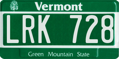 VT license plate LRK728