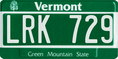VT license plate LRK729