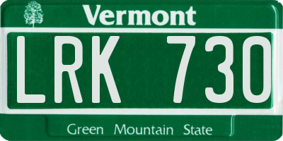 VT license plate LRK730