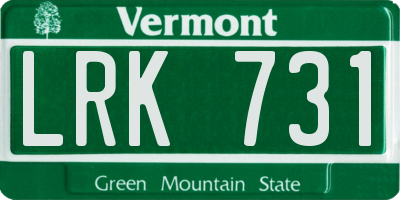 VT license plate LRK731