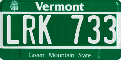 VT license plate LRK733