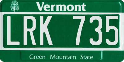 VT license plate LRK735