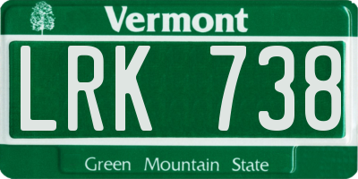 VT license plate LRK738
