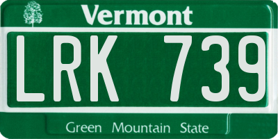 VT license plate LRK739