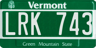 VT license plate LRK743