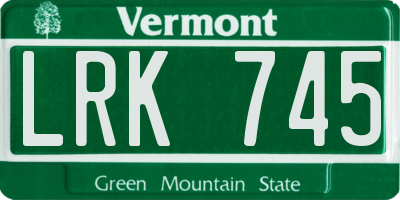 VT license plate LRK745