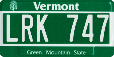 VT license plate LRK747