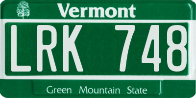 VT license plate LRK748