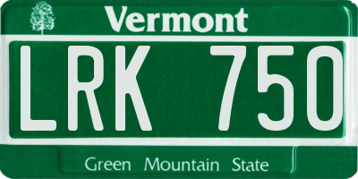 VT license plate LRK750