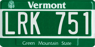 VT license plate LRK751