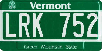 VT license plate LRK752