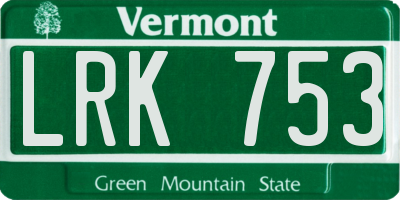 VT license plate LRK753