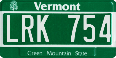 VT license plate LRK754