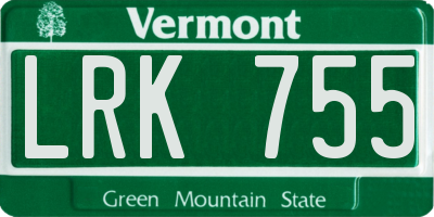 VT license plate LRK755