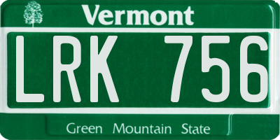 VT license plate LRK756