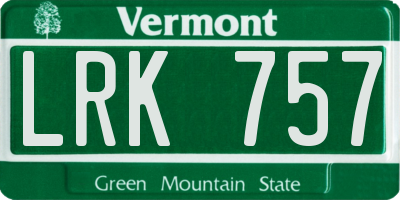 VT license plate LRK757