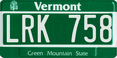 VT license plate LRK758