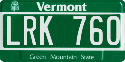 VT license plate LRK760