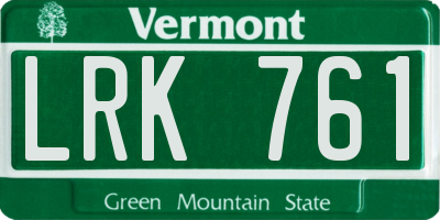 VT license plate LRK761