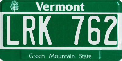 VT license plate LRK762